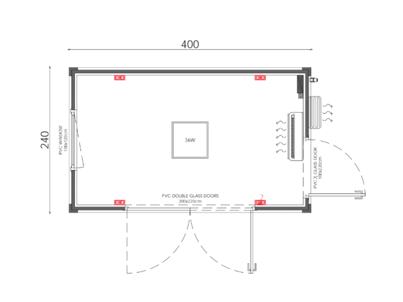 Finish Tuinkantoor 4 meter technische tekening Finish Profiles
