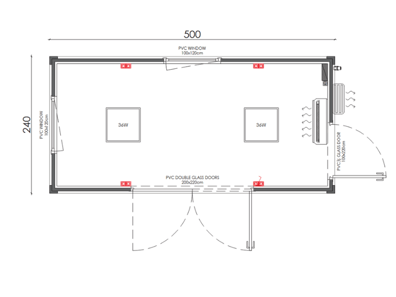 Finish Tuinkantoor 5 meter technisch tekeningFinish Profiles