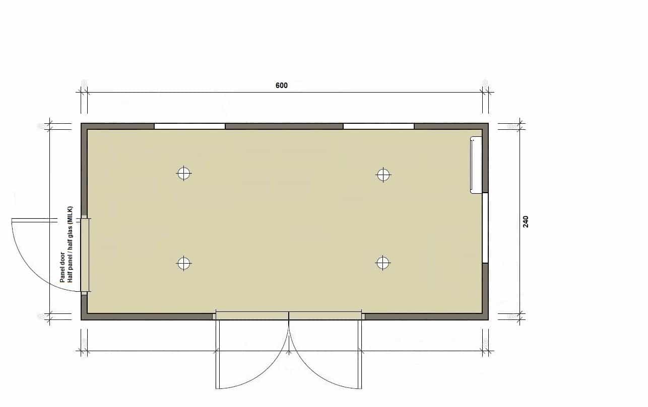 finish tuinkantoor 6 meter technische tekening finish profiles